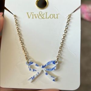 Blue Bow Necklace